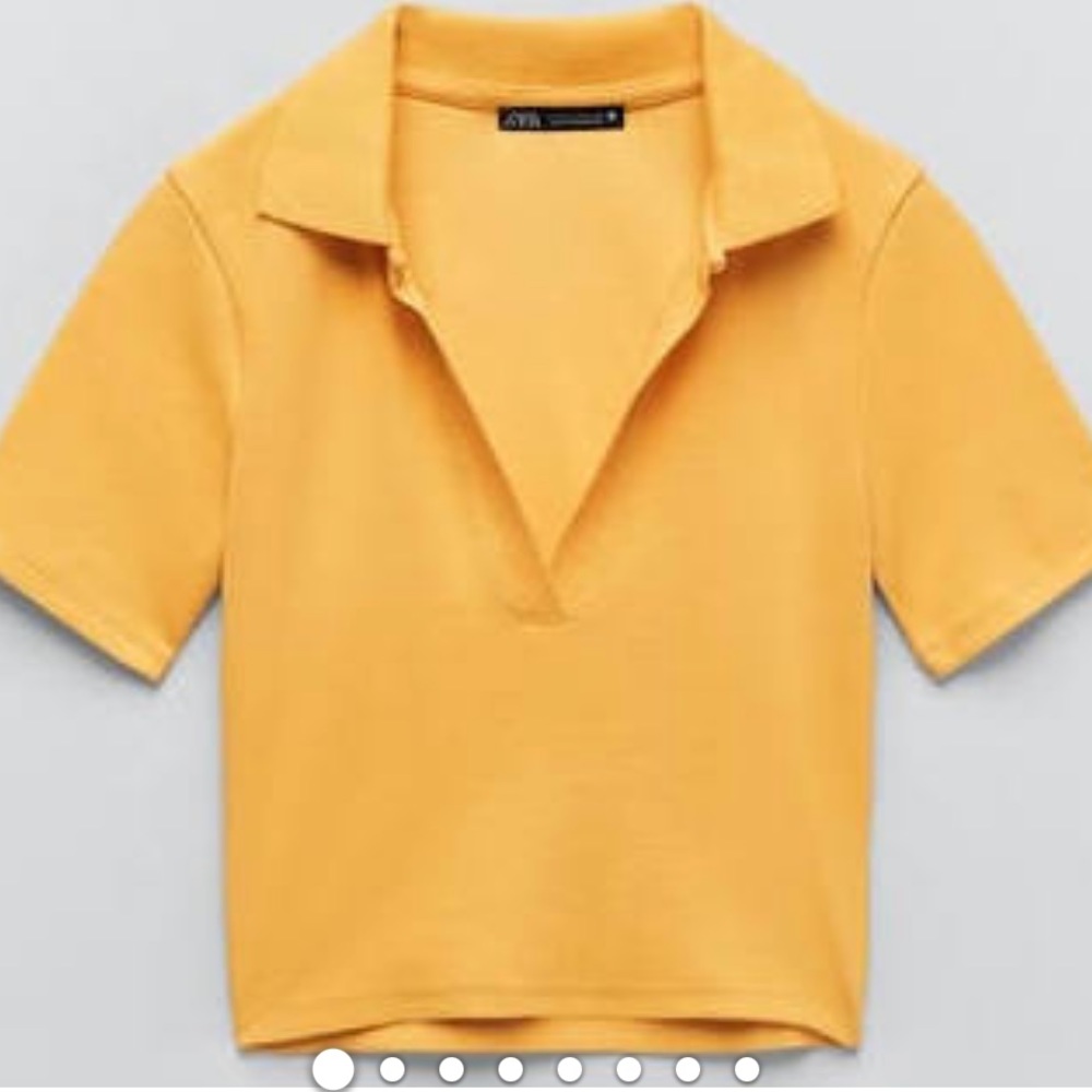 zara ribbed collared tee